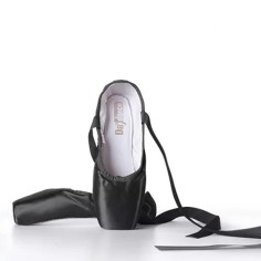 Child and Adult Professional Ballets Flats Points Ribbon Satin Shoes - Black