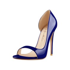 Stiletto Heels Peep Toe Patent Pumps Sandals - Blue