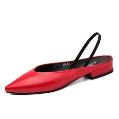 Pointed Toe Comfortable Light Slingback Flats Sandals - Red