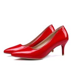 Pointed Toe Stiletto Heels Patent Kdrama Pumps - Red