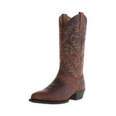 Pointed Toe Chunky Heels Western Vintage Ankle Cowboy Boots - Auburn Brown