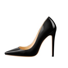 Pointed Toe Classic Stiletto Heels Patent Pumps - Black