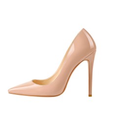 Pointed Toe Classic Stiletto Heels Patent Pumps - Tan
