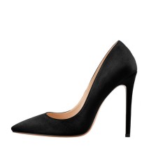 Pointed Toe Classic Stiletto Heels Suede Pumps - Black