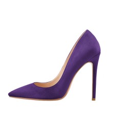 Pointed Toe Classic Stiletto Heels Suede Pumps - Purple