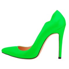 Pointed Toe Stiletto Heels Wave Classic Matte Pumps - Green