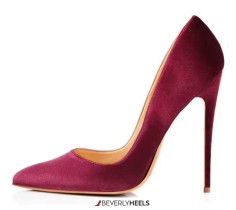  Pointed Toe Thin High Heel Velvet Flat Stiletto Pumps - Burgundy Velvet