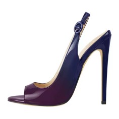 Peep Toe Stiletto Heels Slingback Shade Sandals - Blue Purple Patent