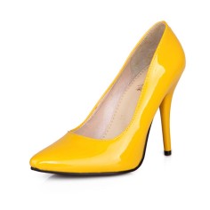 Pointed Toe Stiletto Heels Patent Pumps - Yellow