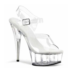 Peep Toe Stiletto Heels Transparent Ankle Buckle Straps Platforms Pumps - Clear PVC