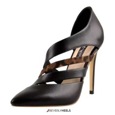 Pointed Toe Slip On Stiletto Pumps - Black Leopard