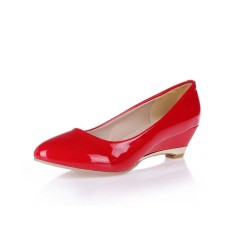 Round Toe Wedding Party Wedges Pumps - Red