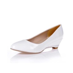 Round Toe Wedding Party Wedges Pumps - White
