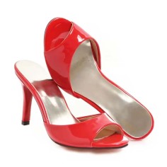 Stiletto Heels Peep Toe Summer Style Casual Part Beach Slipper Sandals - Red Patent