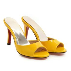 Stiletto Heels Peep Toe Summer Style Casual Part Beach Slipper Sandals - Yellow Patent
