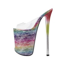 Peep Toe Stiletto Heels Transparent Platforms Sandals - White
