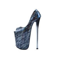 Round Toe Platforms Catwalk Stilettos Pumps - Black