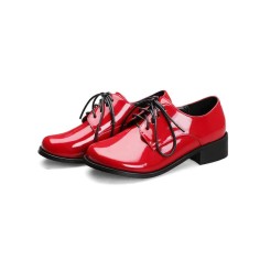 Casual English Lace Up Loafer Oxford Shoes - Red