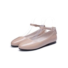 Round Toe Pretty Loafer Ankle Straps Dance Shoes - Nude