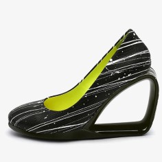 Round Toe Genuine Leather Wedges Heels Snake Print Pumps - Black White