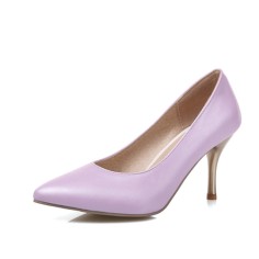 Pointed Toe Golden Stiletto Heels Pastel Pumps - Purple