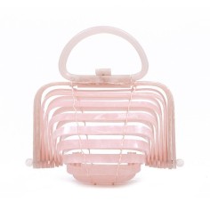 Folding Designed Acrylic Beach HandBag - Light Pink