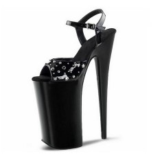 Peep Toe Ankle Buckle Straps Platforms Stiletto Punk Gothic Pumps Sandals - Black