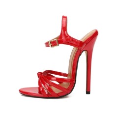 Stiletto Heels Ankle Straps Butterfly Knot Pumps - Red Patent