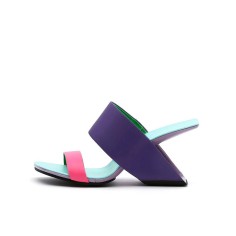 Peep Toe Genuine Leather Strange Heels Sandals Slippers - Purple