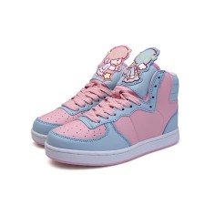 Round Toe Cute Anime Kawaii Flats Lace Up Ankle Mid Sneakers - Angel