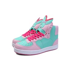 Round Toe Cute Anime Kawaii Flats Lace Up Ankle Mid Sneakers - Dinosaur
