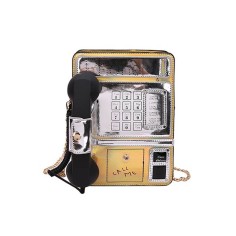 Public Phone Shaped Funny Costume Crossbody Bags - Yellow