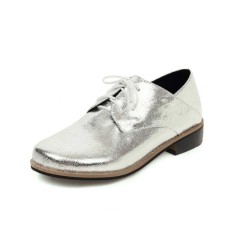 Casual British Lace Up Loafer Oxford Shoes - Silver