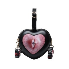 Heart Shaped Eyes Printed Shoulder Creepy Bags - Black