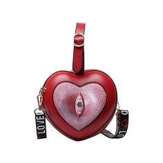 Heart Shaped Eyes Printed Shoulder Creepy Bags - Red
