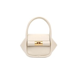 Designer Personalized Lock Top Handle Soft Crossbody Shoulder Bags - Beige