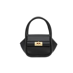 Designer Personalized Lock Top Handle Soft Crossbody Shoulder Bags - Black