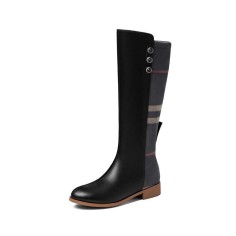 Autumn Style Rivet Decorated Genuine Leather Ankle Boots with Side Zipper - Black