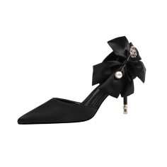 Pointed Toe 3 Inch Stiletto Heels  Wedding Dorsay Pumps Sandals  - Black