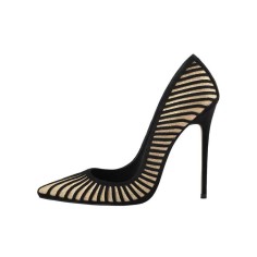 Stiletto Italian Heels Pointed Toe Rhinestones Decorated Pumps - Gold