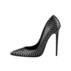 Stiletto Italian Heels Pointed Toe Rhinestones Decorated Pumps - Silver