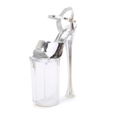 Peep Toe Strange Slim Pointed Ultra Heels Ankle Buckle Straps LED Light Pumps - Silver