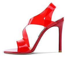 Peep Toe Stiletto Heels Transparent Fashion Style Sandals Slippers - Red