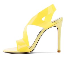 Peep Toe Stiletto Heels Transparent Fashion Style Sandals Slippers - Yellow