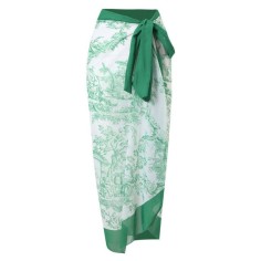 Hot Summer Beach Cover Ups Mayokini Flowers Swimsuits - Green White