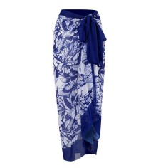 Hot Summer Beach Cover Ups Mayokini Flowers Swimsuits - Blue White
