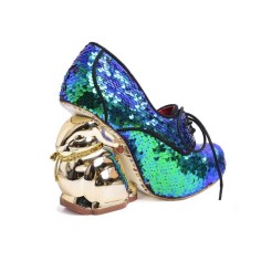 Round Toe Fantasy Bambi Deer Heels Lace Up Party Pumps - Green