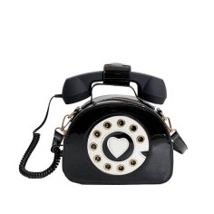 Telephone Shaped Funny Costume Crossbody Bags - Black