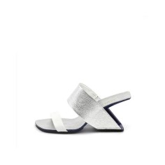 Peep Toe Strange Retrofuturistic Fashion Heels Slippers Sandals - Silver 