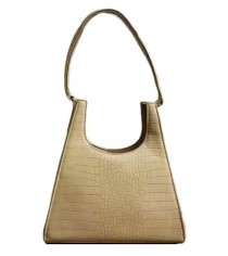 French Style Vintage Crocodile Embossed Crescent Armpit Handbags Bags - Light Brown Yellow